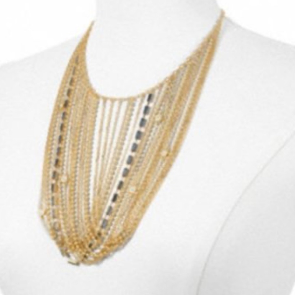 Coach Gold Multi Chain Waterfall Bib Necklace - Picture 2 of 12